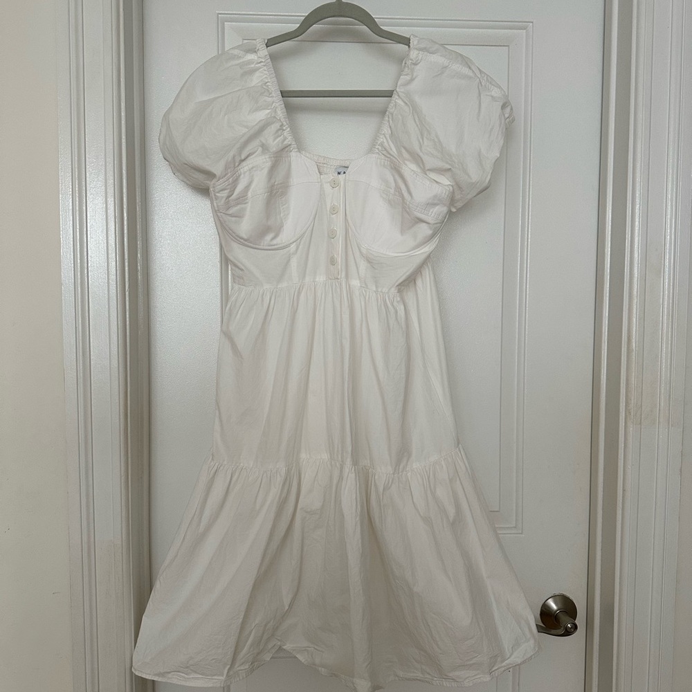 Wray puffed sleeve white dress